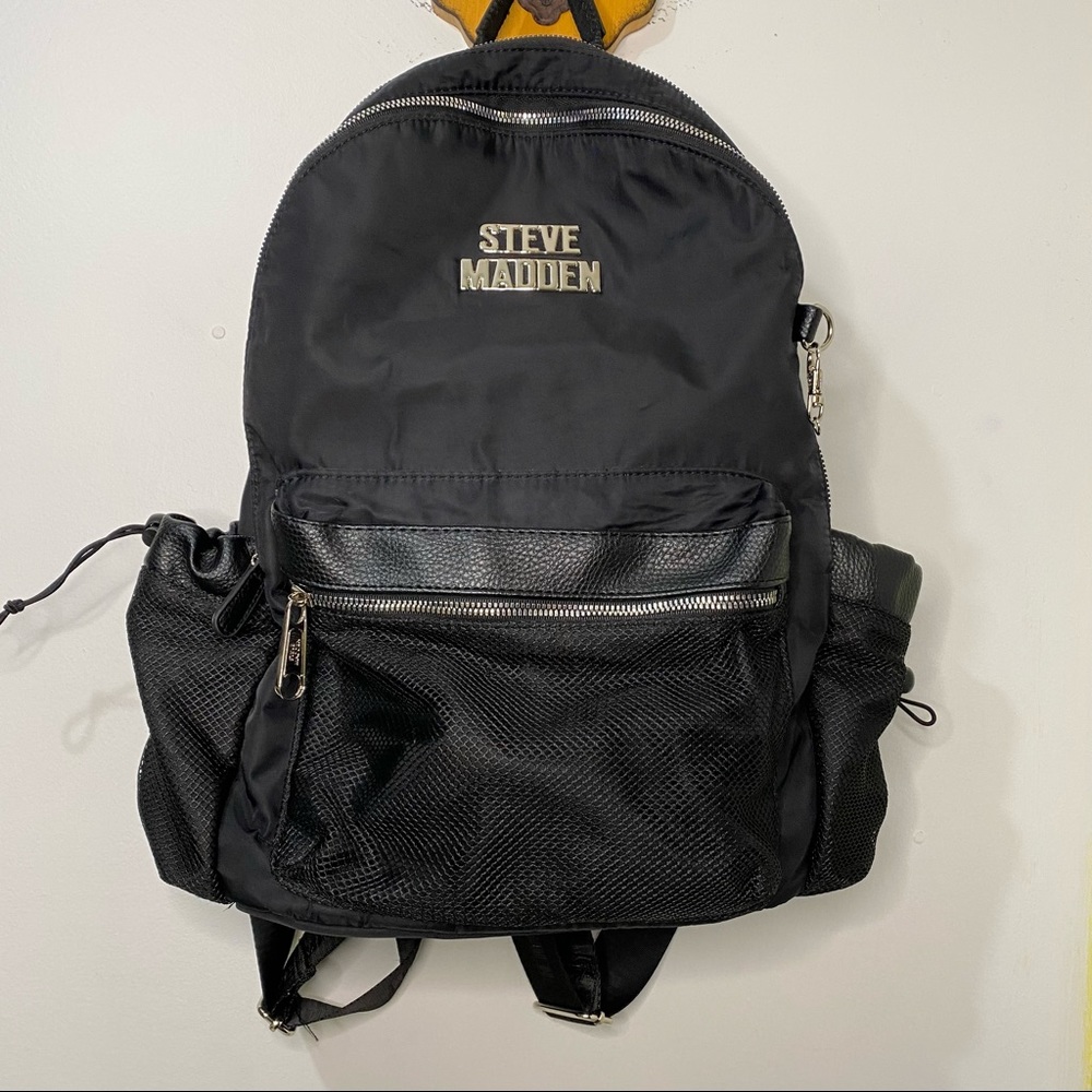 Steve Madden Black Nylon Backpack Purse